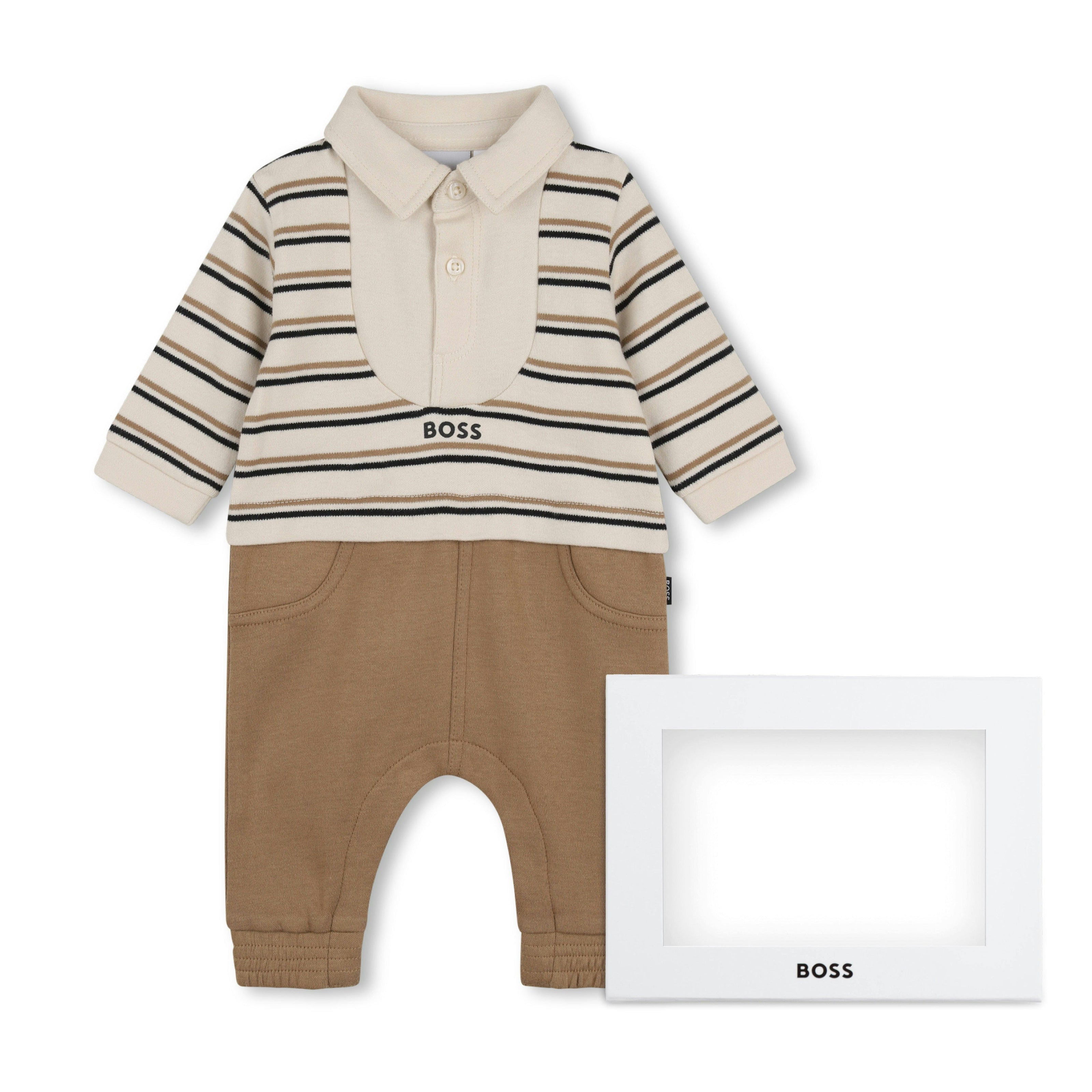 Beige Logo Baby One-Piece Set
