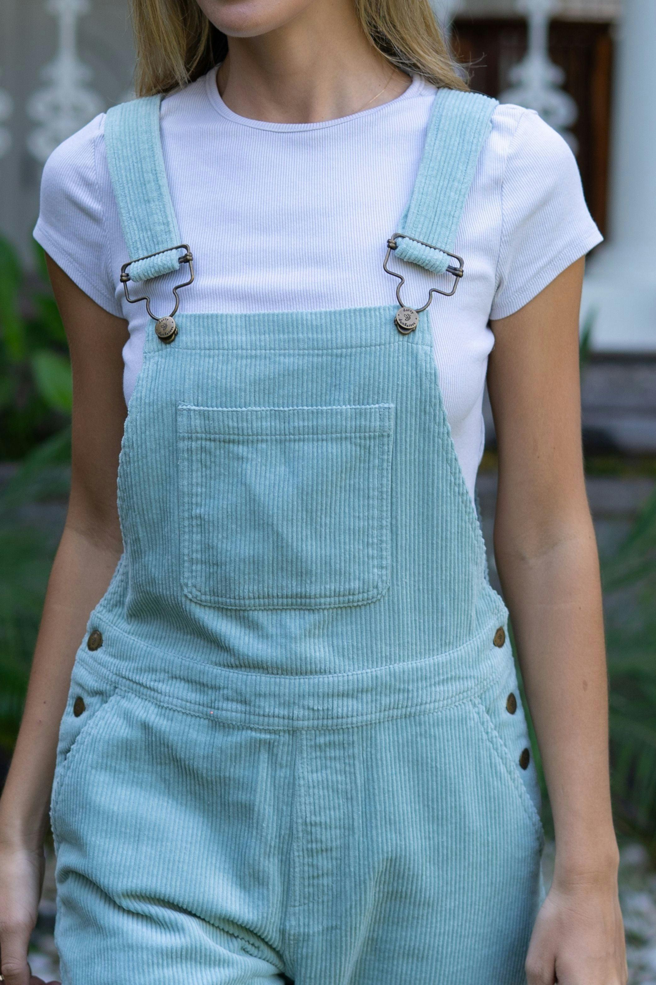 Adult Mint Chunky Cord Overalls