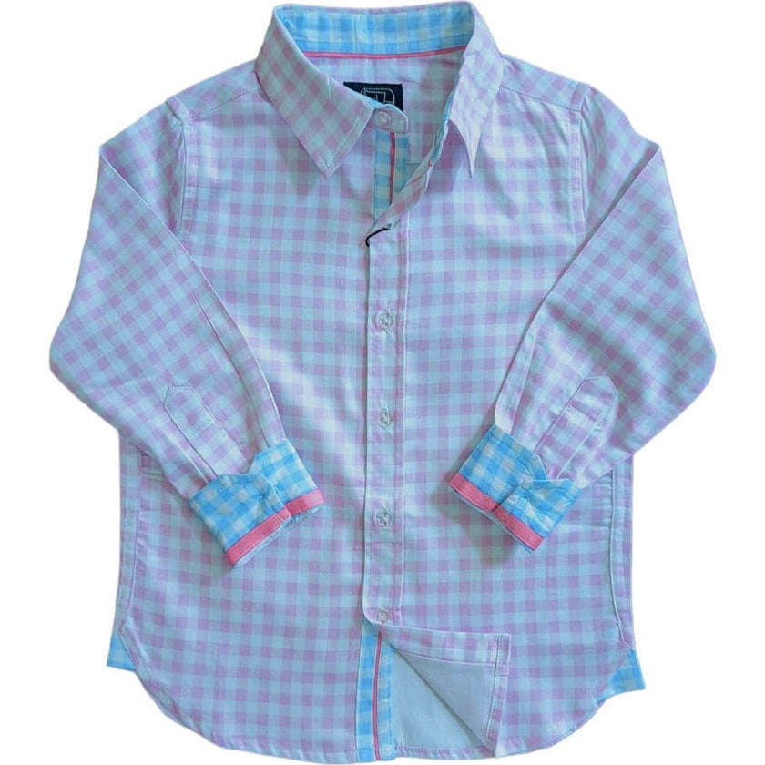 Gingham Blue Shirt in Long Sleeves