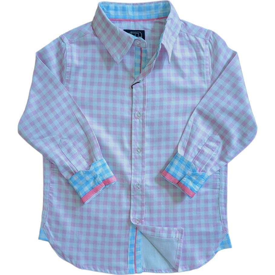Gingham Blue Shirt in Long Sleeves
