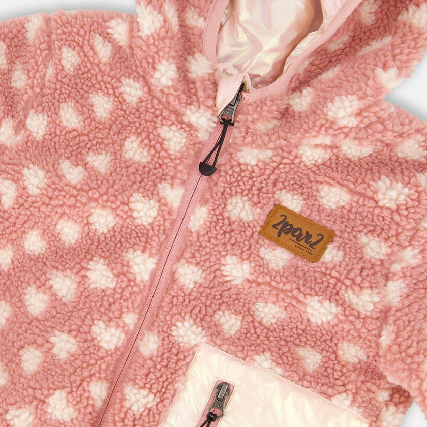 Reversible Mid-Season Sherpa Jacket Pink Heart