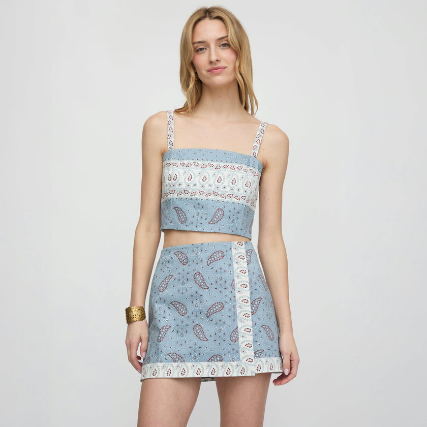 The Tyla Skirt - Dusty Blue Gemstone Mosaic Scarf