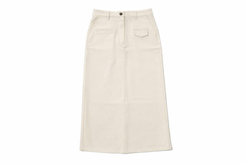 STRETCH DENIM SKIRT - TAN