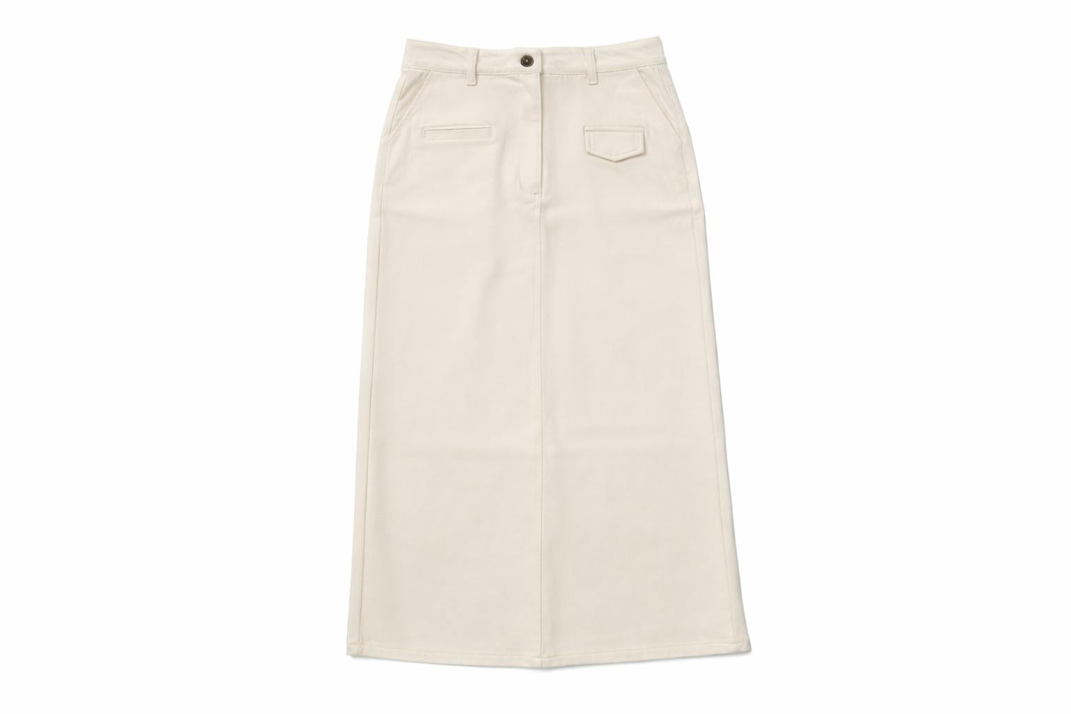 STRETCH DENIM SKIRT - TAN