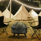 30" Outdoor Round Wood Burning Fire Pit with Steel Base