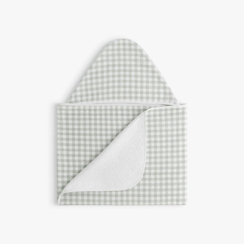 Picnic Gingham Children's Hooded Towel - Green