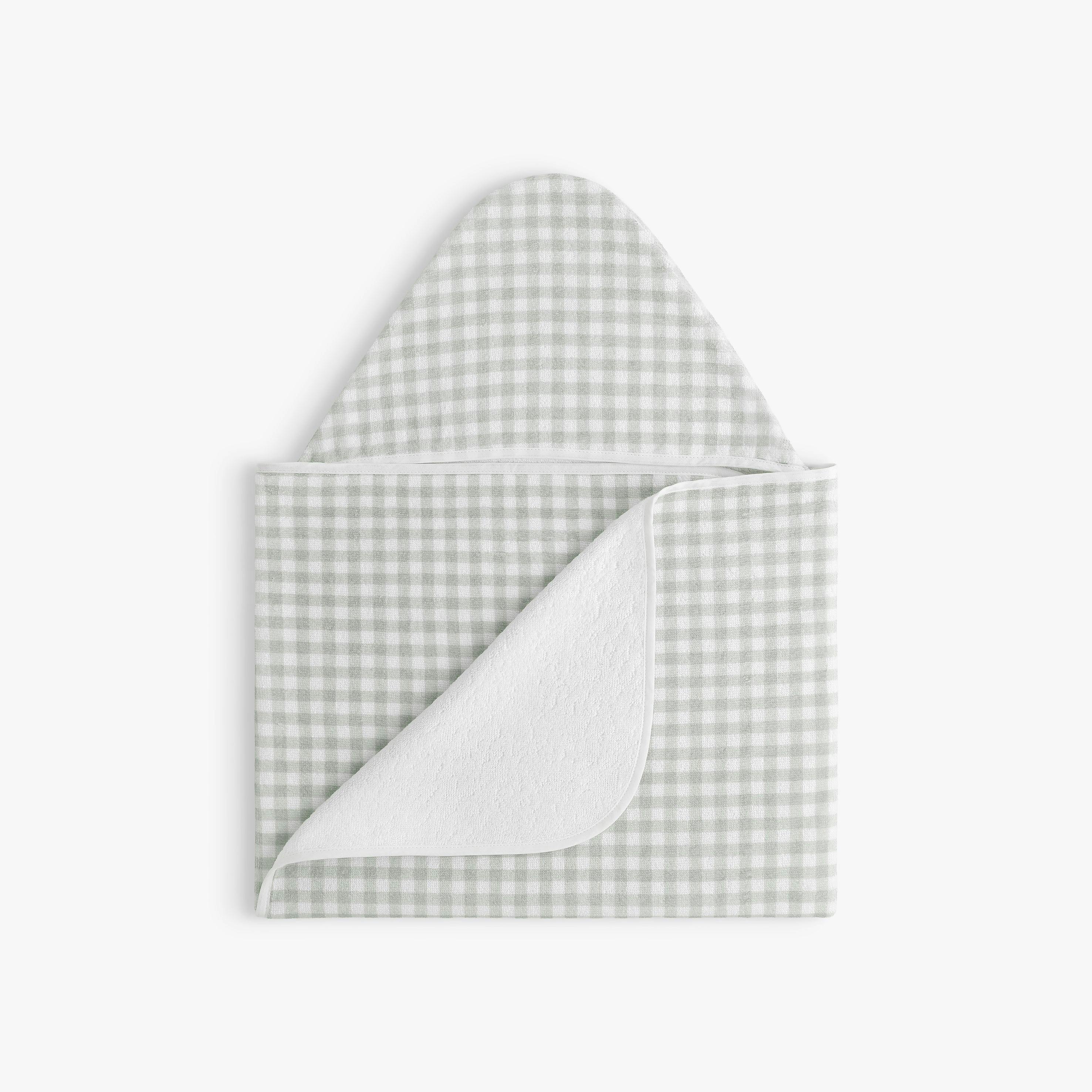 Picnic Gingham Children's Hooded Towel - Green