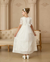 White Belciana Short Sleeve Lace Dress