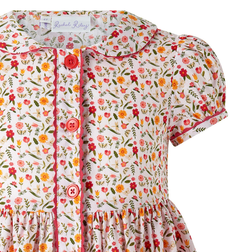 Floral Butterfly Button-Front Dress