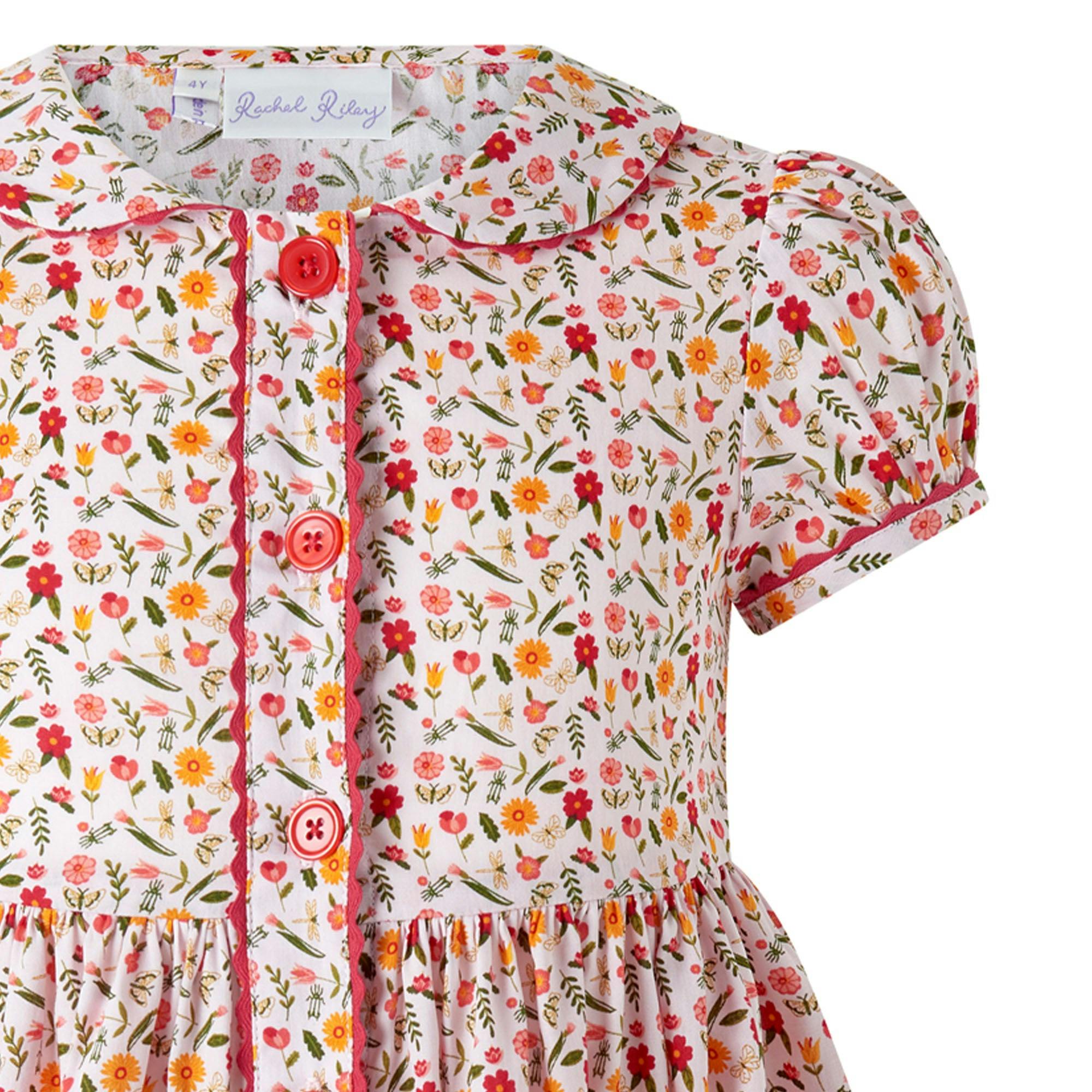Floral Butterfly Button-Front Dress
