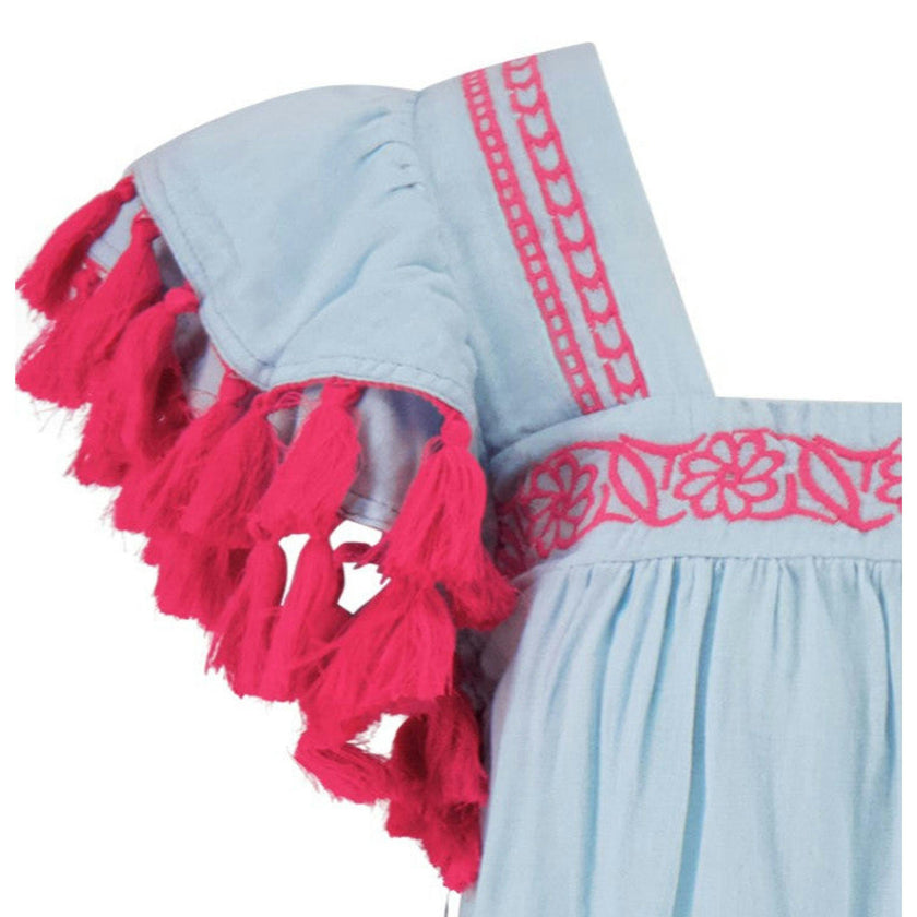 Maxi Sandrine Womens Dress Sky Embroidery, Sky Embroidery