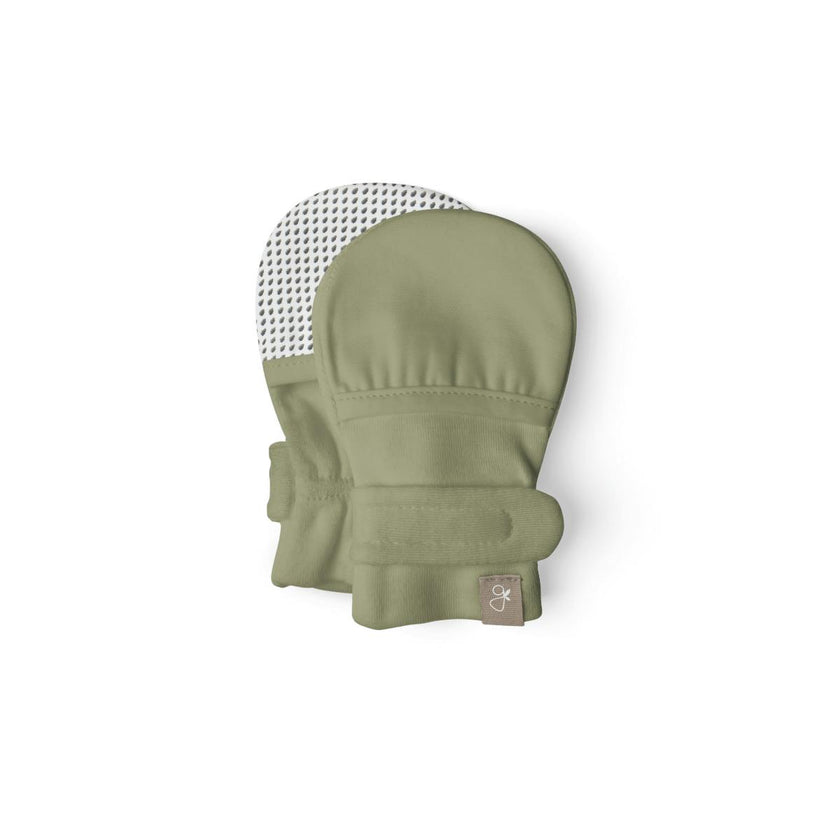 STAY ON MITTS | ARTICHOKE — Bamboo Organic Cotton Blend, 0–6M