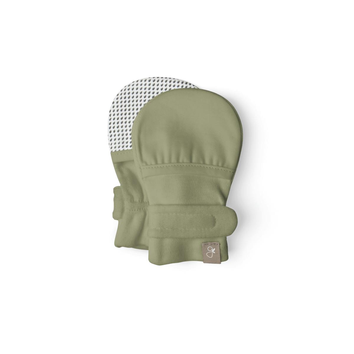 STAY ON MITTS | ARTICHOKE — Bamboo Organic Cotton Blend, 0–6M