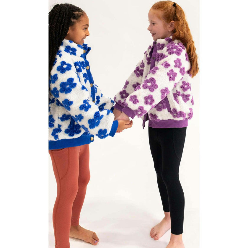 Flower Power Fleece Jacket, Blue