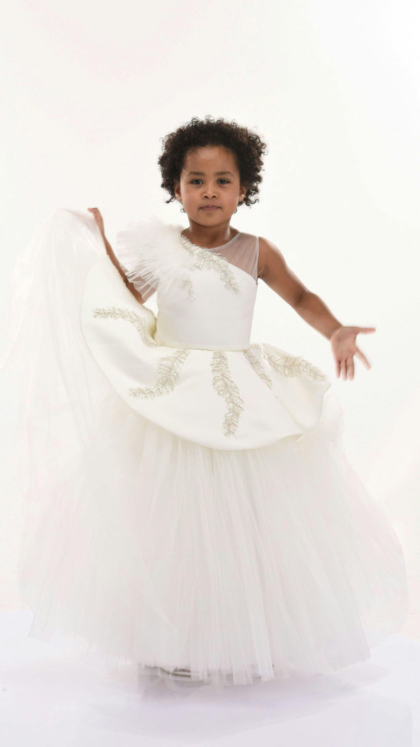 White Villanova Embroidered Tiered Dress