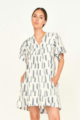 Belem Dress in White Rainfall