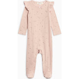 Addy Brushed Back Pointelle Flutter Sleeve Footed Romper