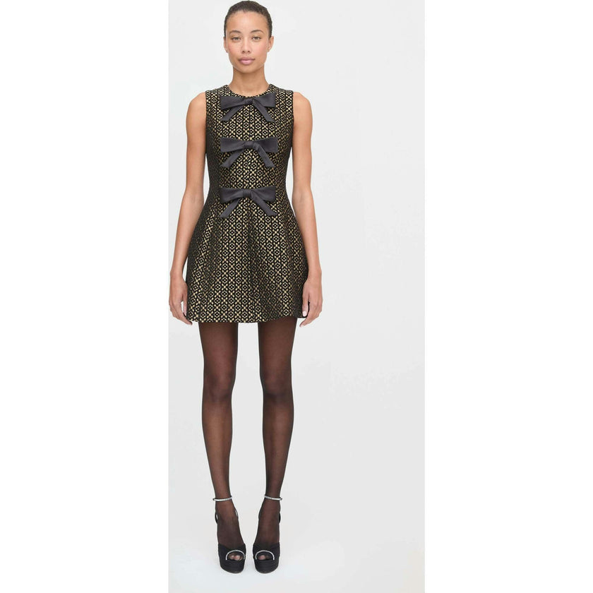 The Blythe Bow Dress - Metallic Brocade