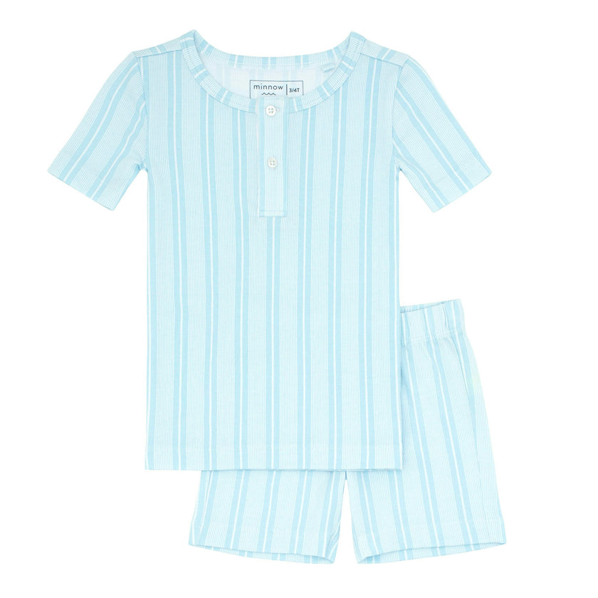 Unisex Pima Striped Shirt & Short Pajamas Set