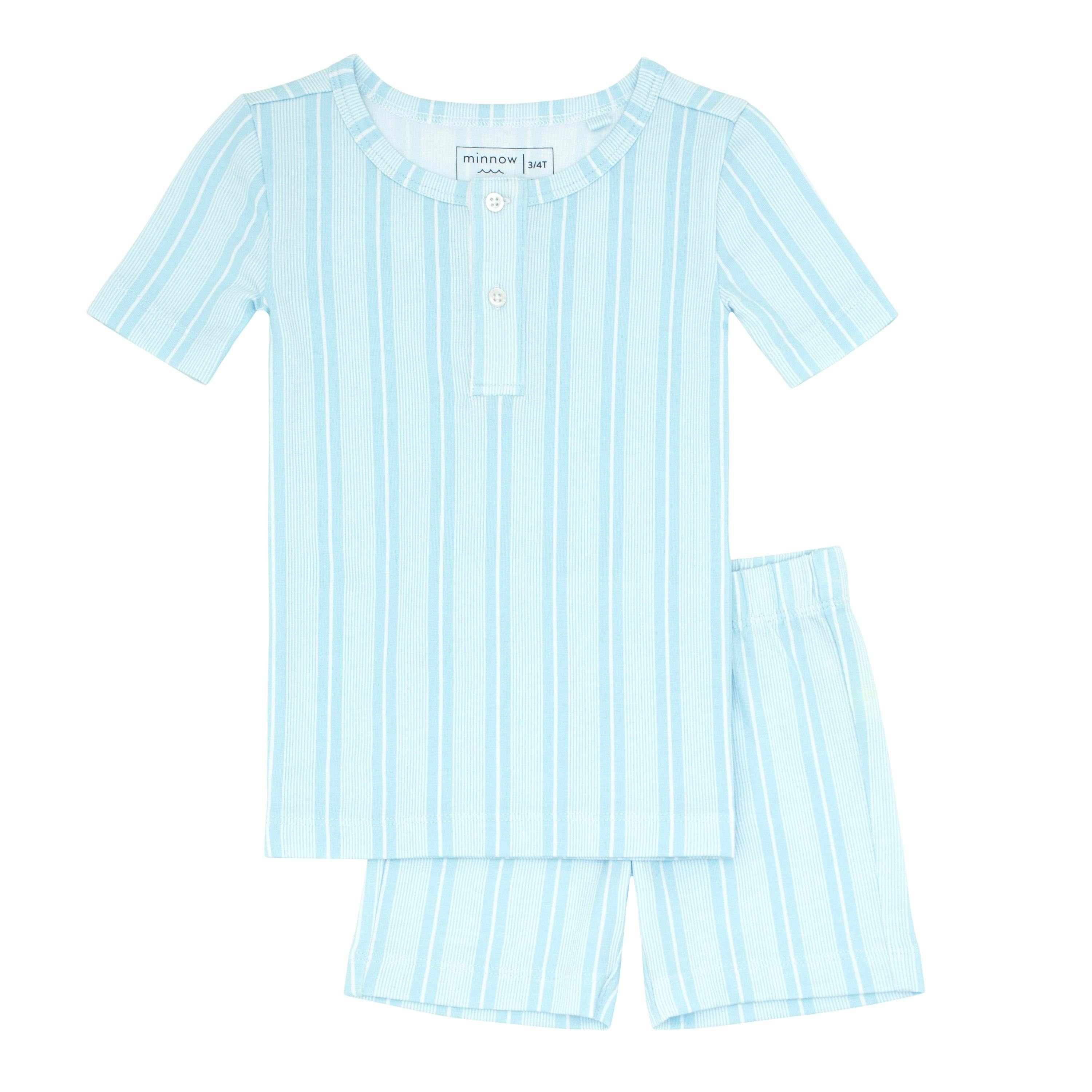 Unisex Pima Striped Shirt & Short Pajamas Set