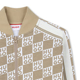 Beige Sweatshirt for Boys with All-Over Logo Print