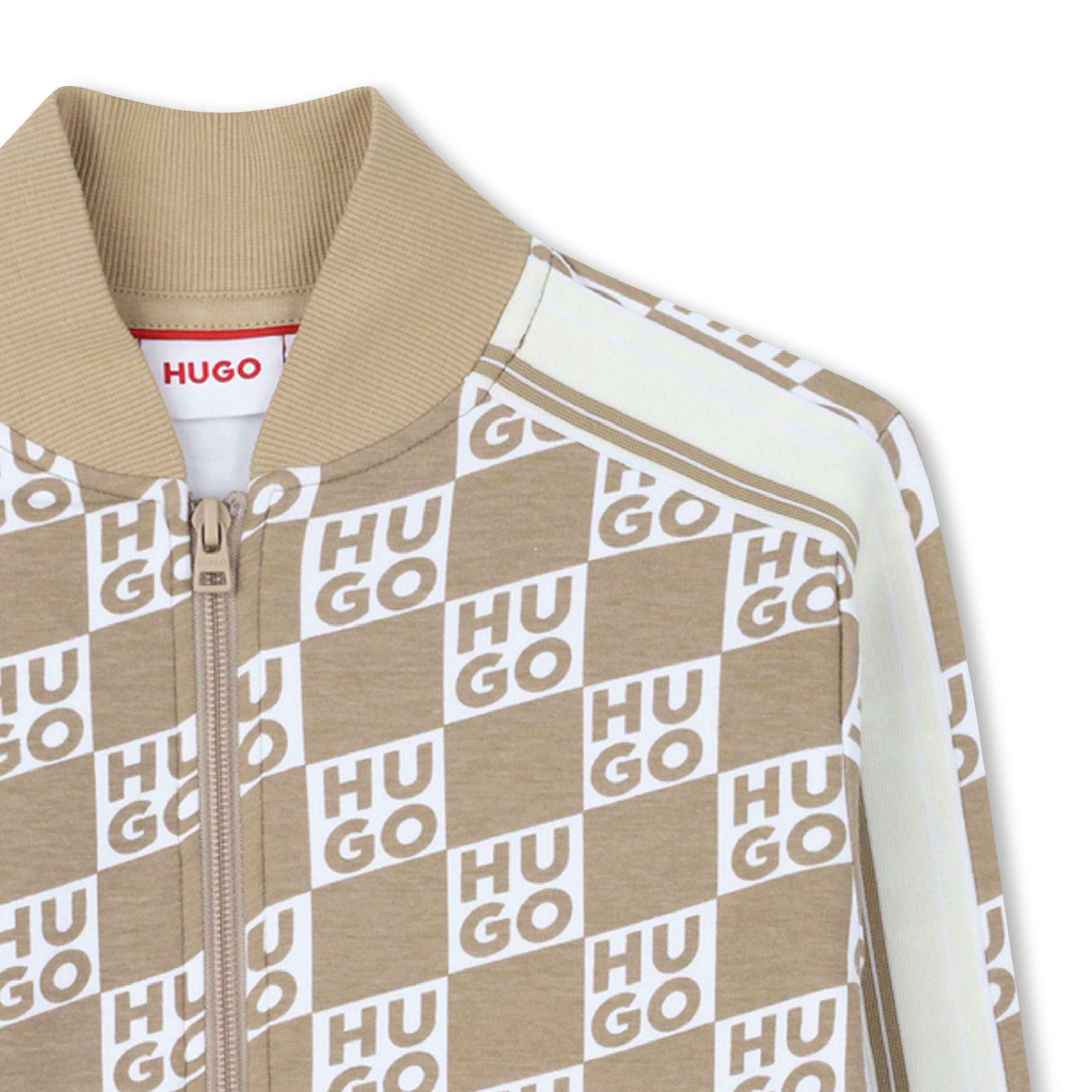 Beige Sweatshirt for Boys with All-Over Logo Print