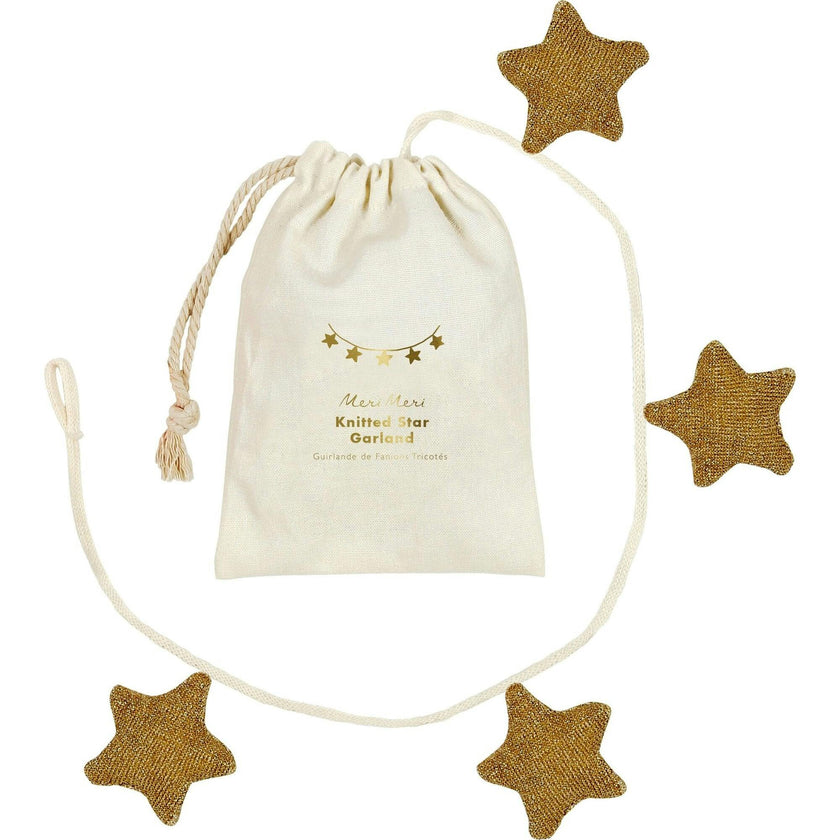 Gold Knitted Star Garland