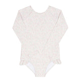 girls antique floral rashguard one piece