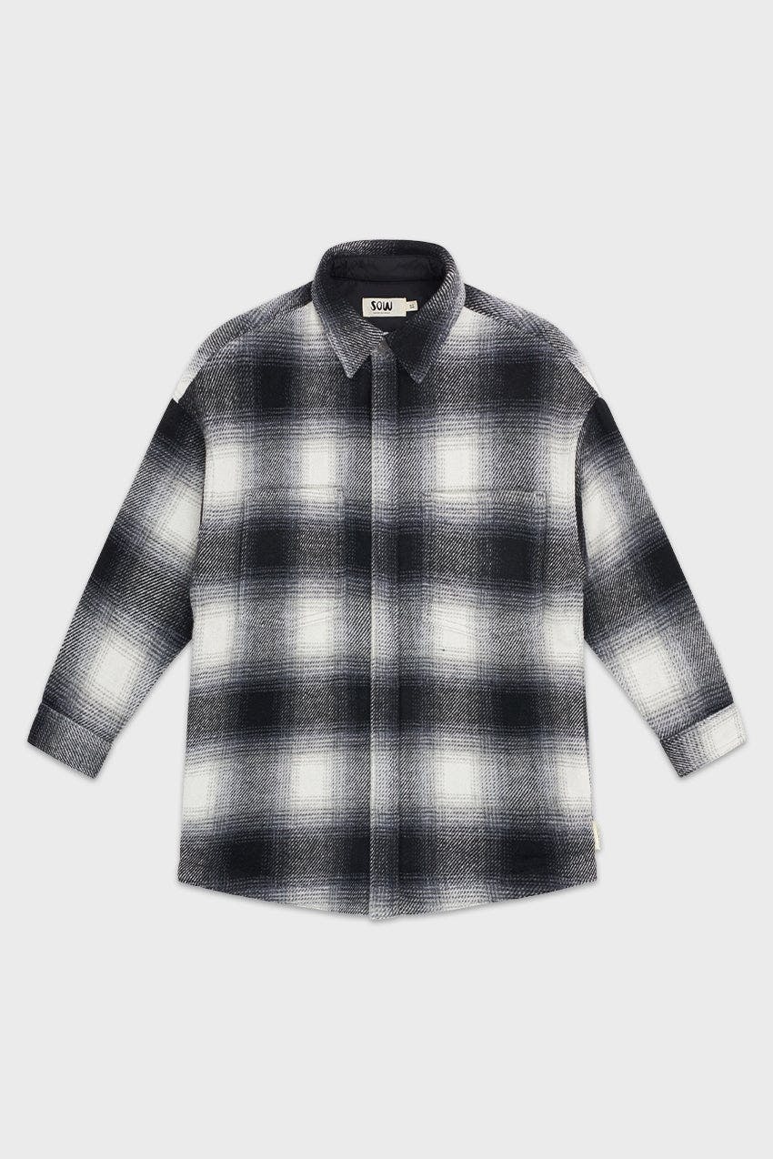 Elongated Oversized Plaid Shirt Jacket
