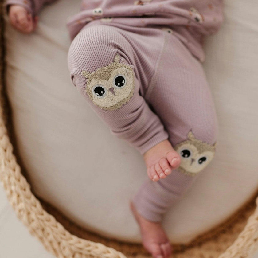 Baby Girl Patch Ribbed Leggings