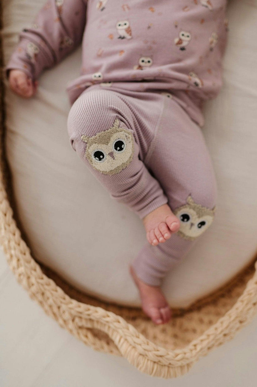 Baby Girl Patch Ribbed Leggings