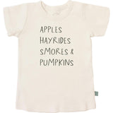graphic tee | apples hayrides smores