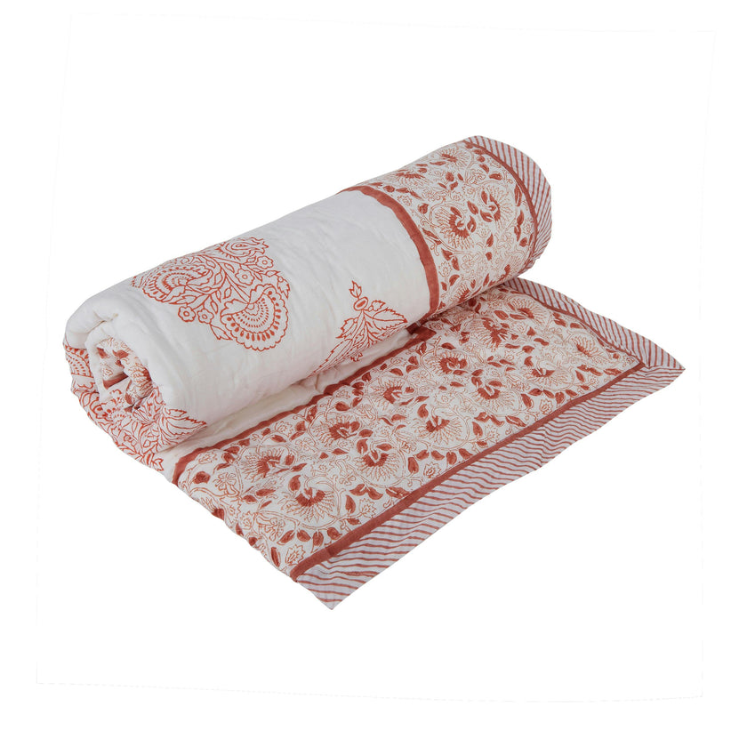 Block-Printed Cotton Crib Quilt