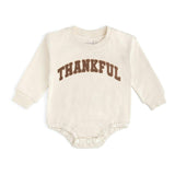 Thankful Patch Varsity Thanksgiving Long Sleeve Romper