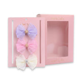 Multicolor Pearl Cluster Bow Clip Set