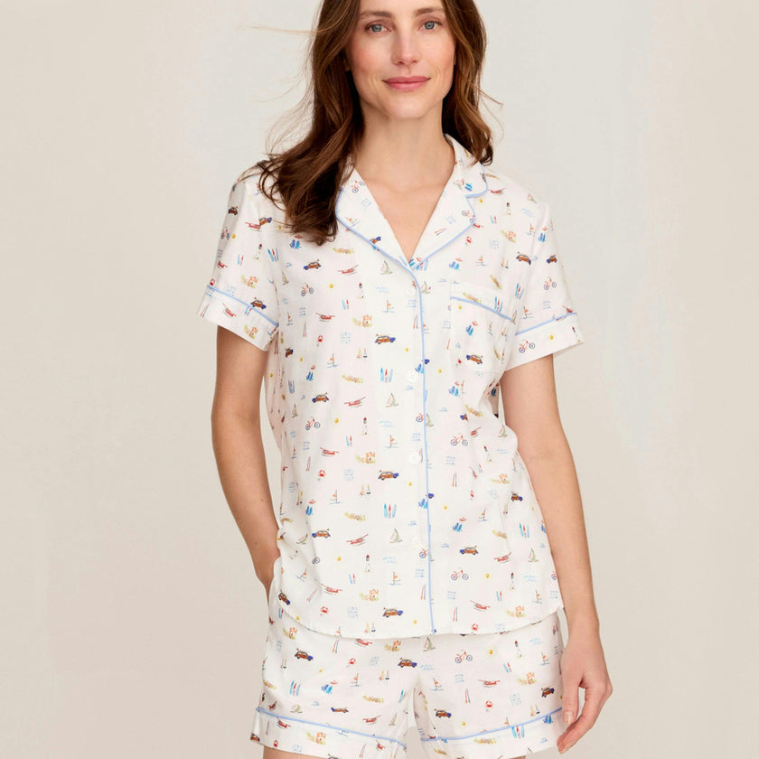 Women's Twill Short Sleeve Short Set in Summer Nostalgia