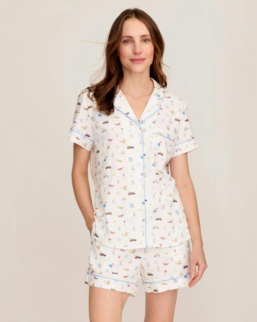 Women's Twill Short Sleeve Short Set in Summer Nostalgia