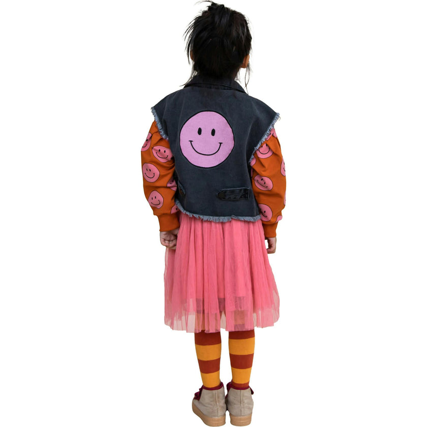 Happy Faces Graphic Print Crew Neck Long Sleeve Sweatshirt