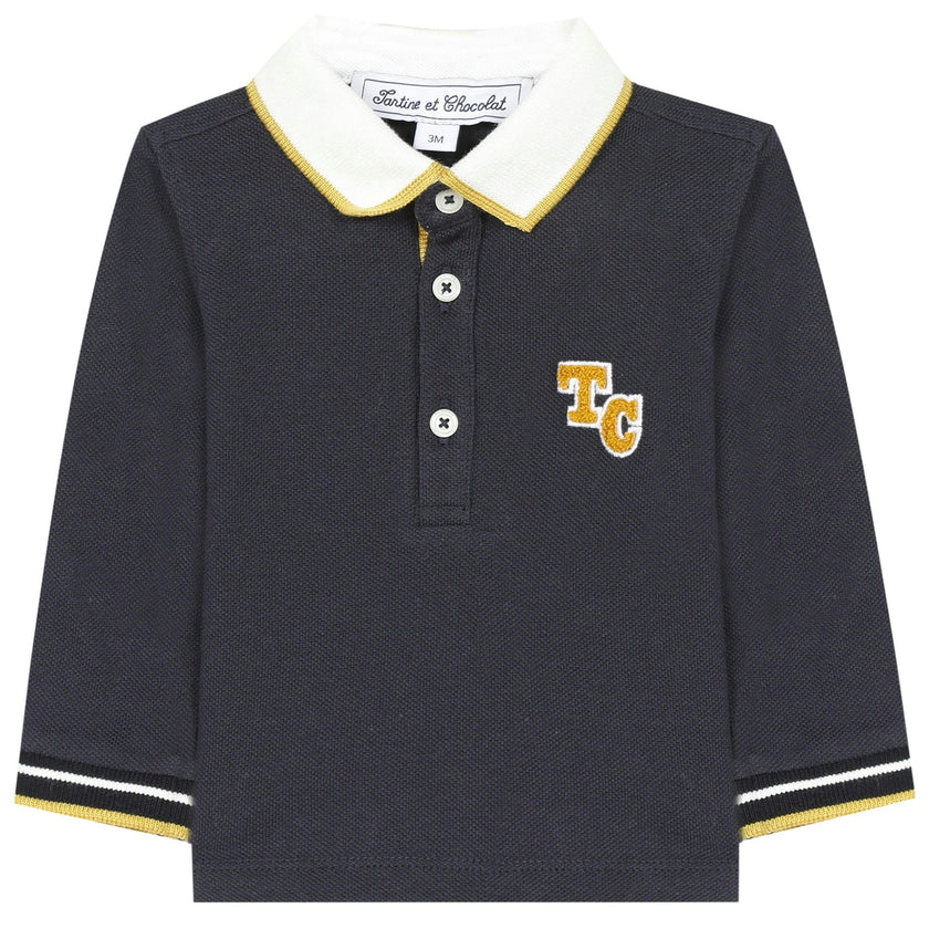 Navy polo shirt with monogram