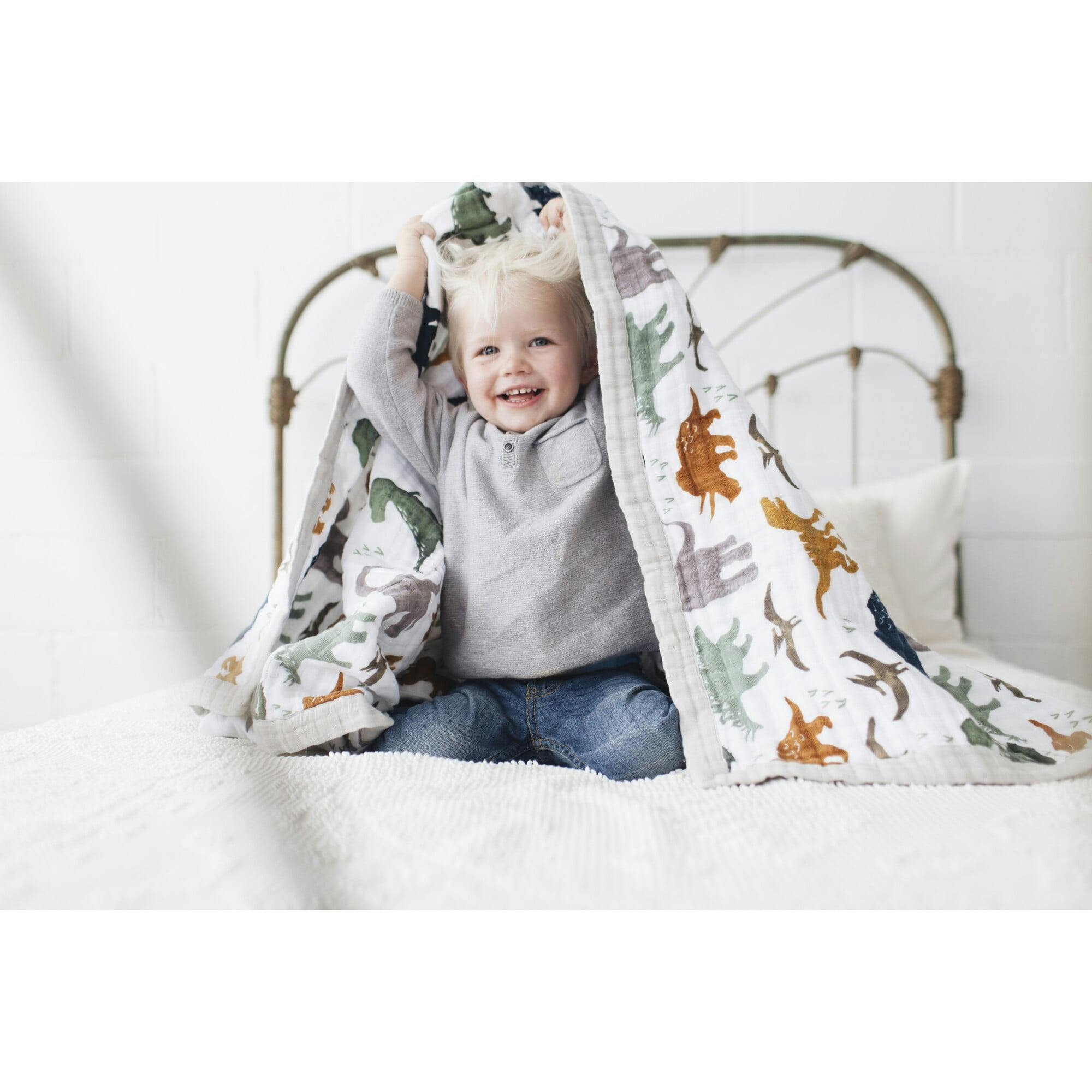 Cotton Muslin Quilted Throw - Dino Friends