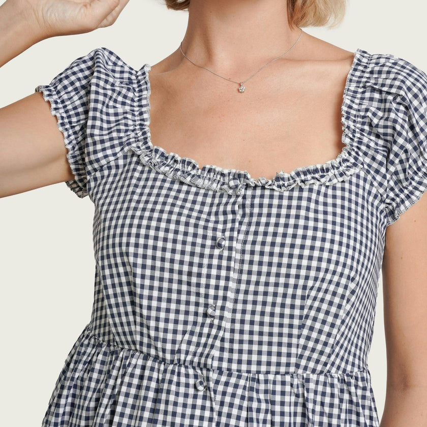 Lily Gingham Maternity & Nursing Dress
