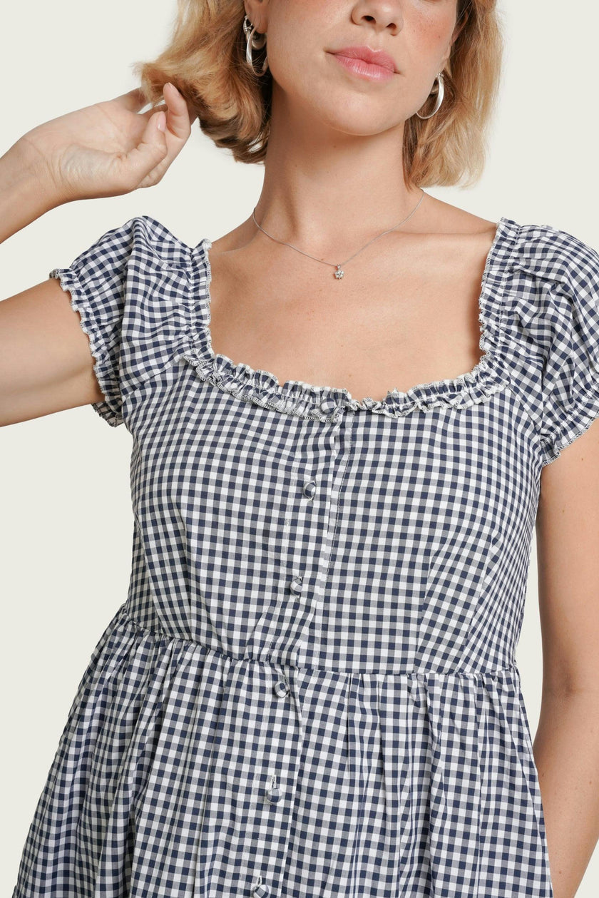 Lily Gingham Maternity & Nursing Dress