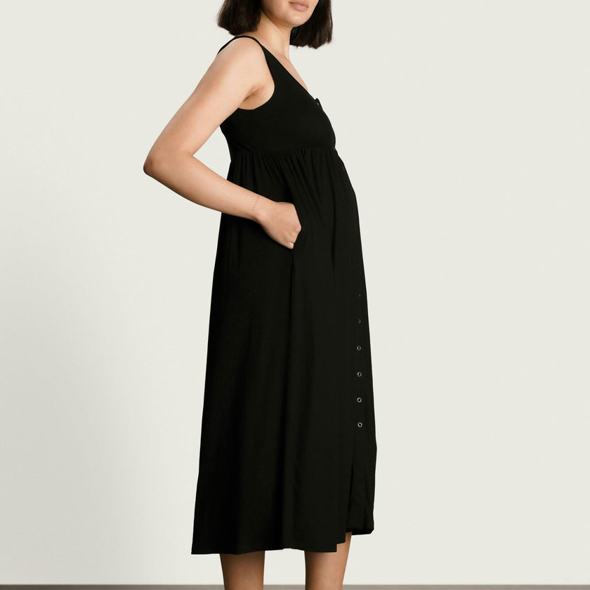 Women's Maternity Ribbed Modal Henley Dress