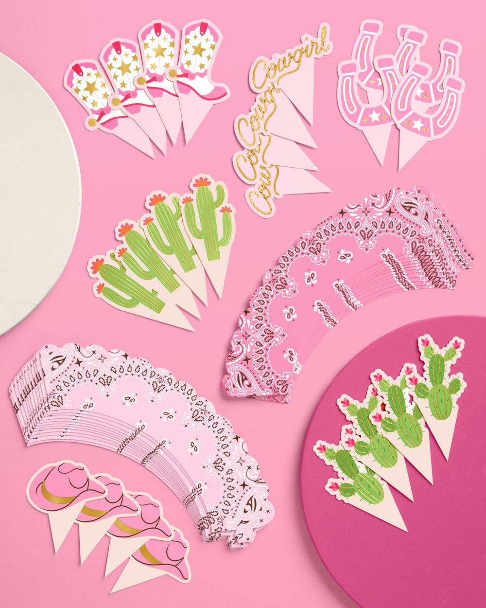 Cowgirl Cupcake Toppers - 24 toppers + sleeves