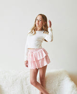 Willow Pastel Pink Ditsy Satin Skort