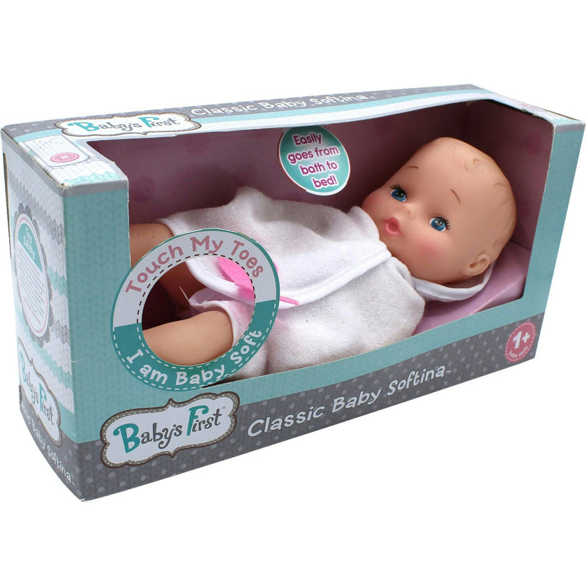 Baby's First Bathtime with Softina White Toy Doll