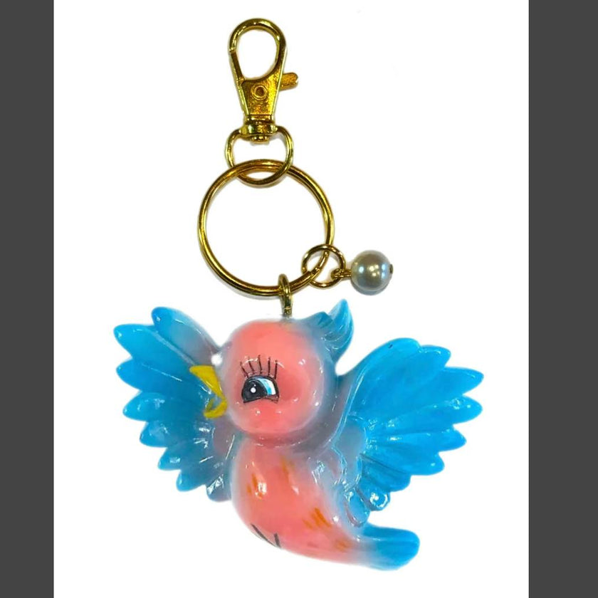 BLUE BIRD BAG / KEY CHARM