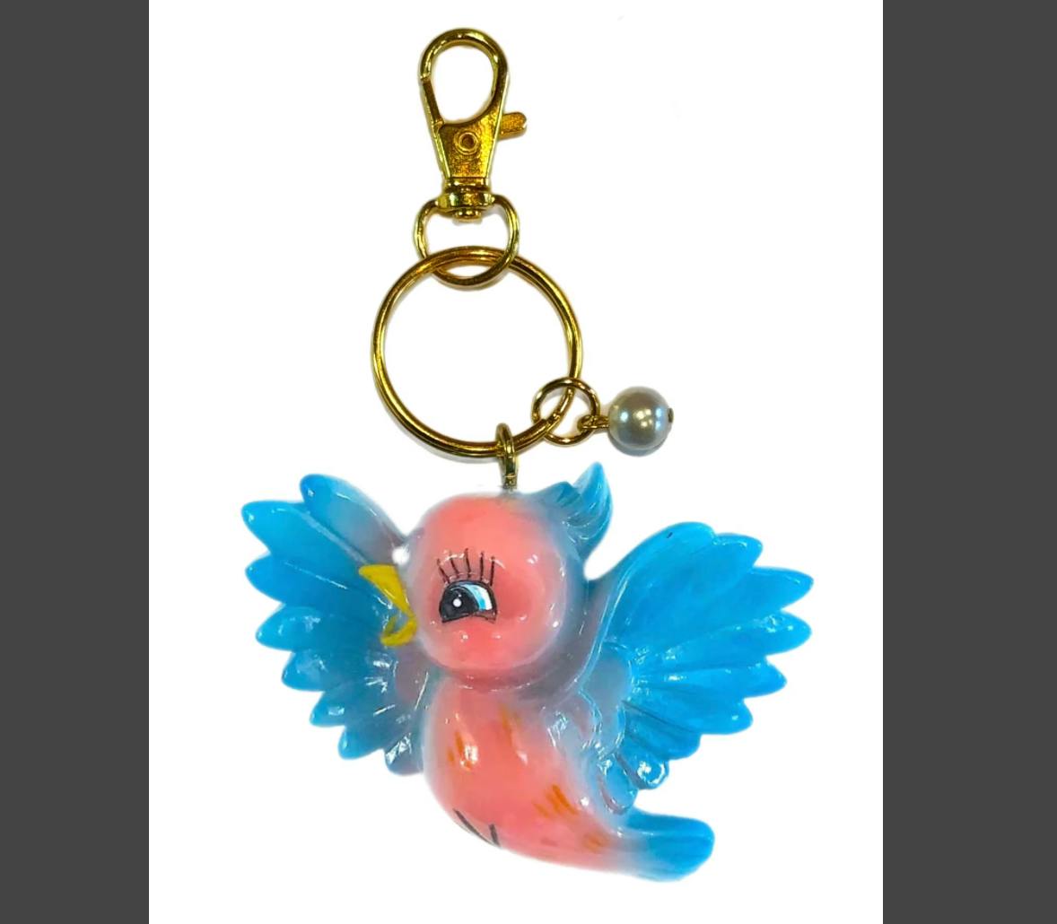 BLUE BIRD BAG / KEY CHARM