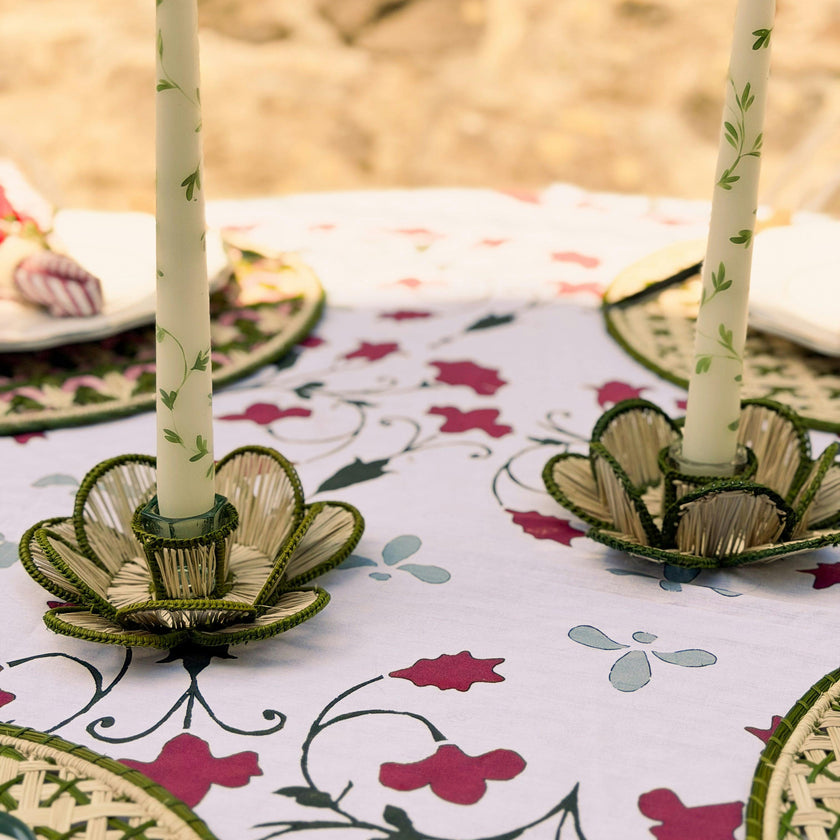 Flora Candle Holder in Green