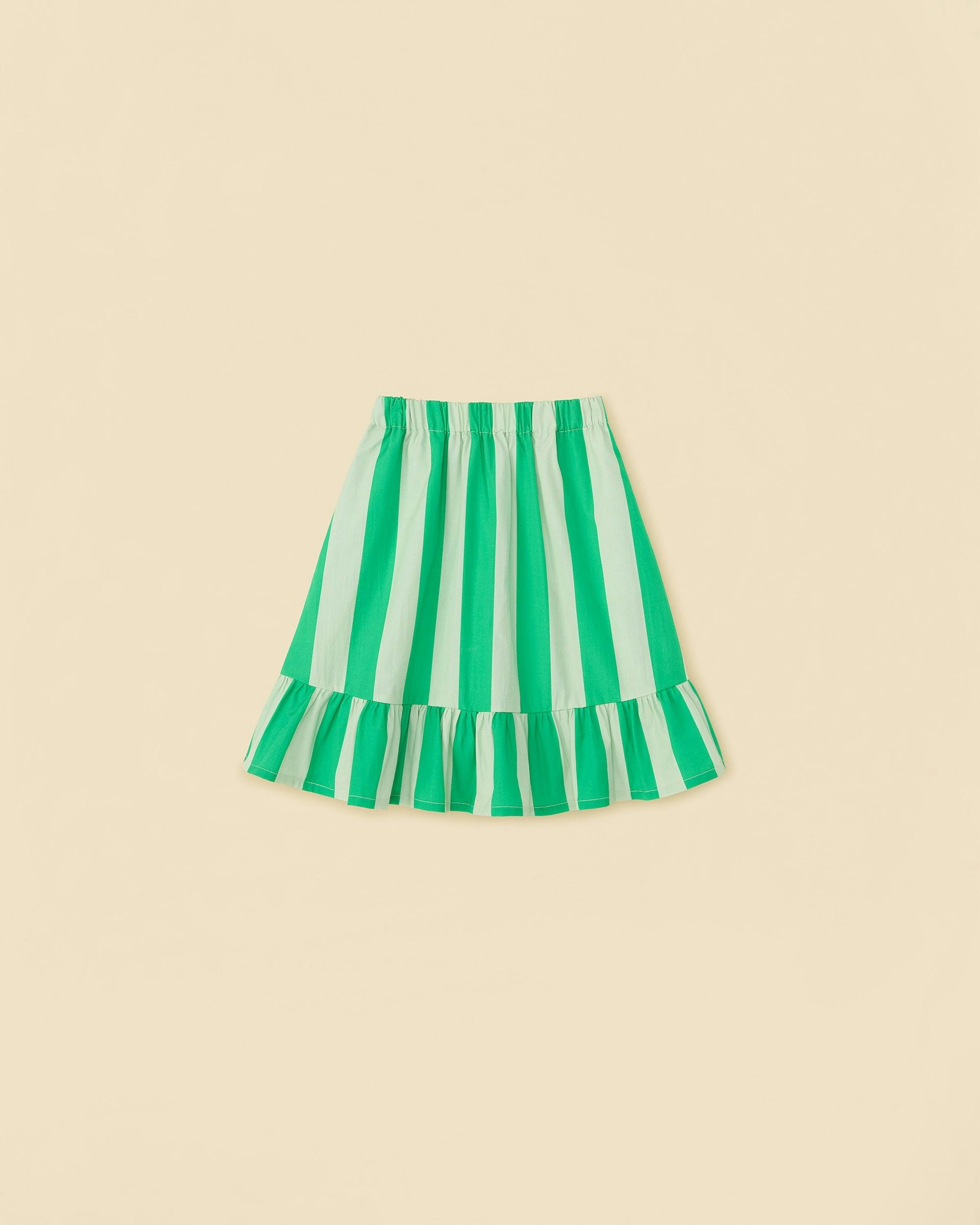 Organic Sunday Skirt in Green Stripe